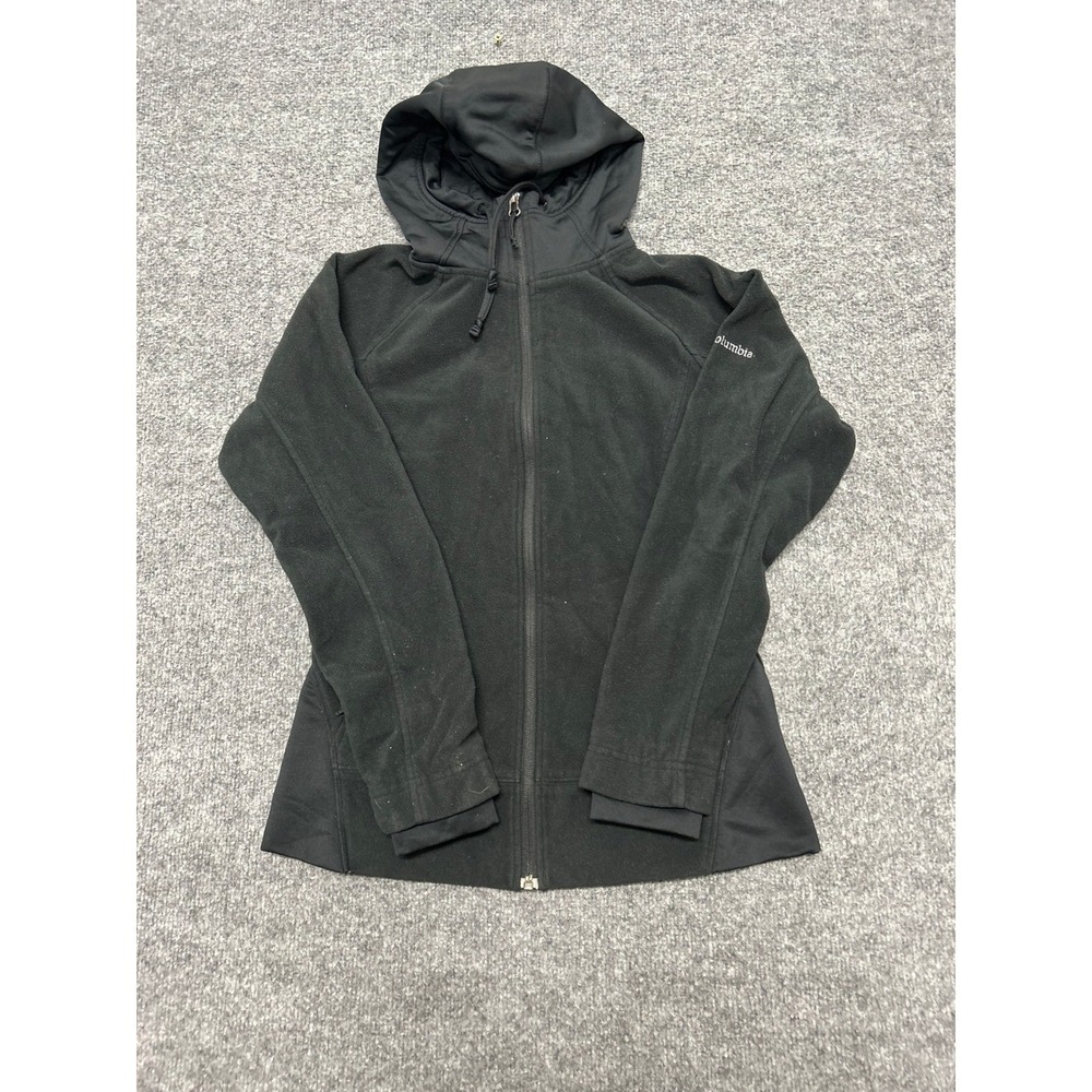 Columbia Fleece Hoodie Womens Size S Black Full Zip Hooded Active Jacket Outdoor